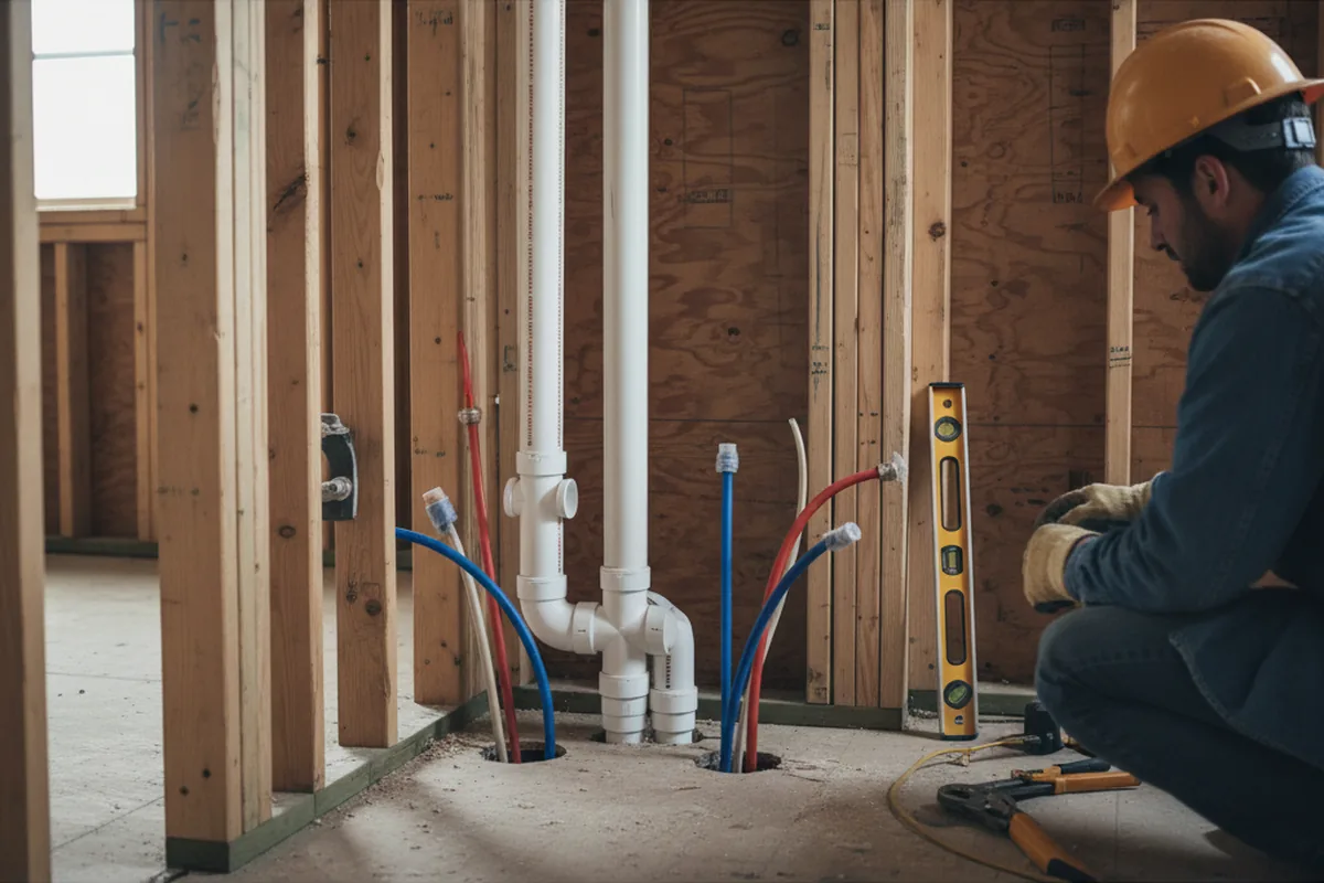Drain and supply rough-in during Garbage Disposal Repair in Irvington